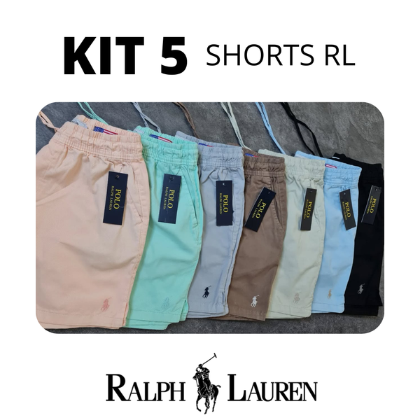 Kit 5 Shorts Linho RL - Cores Mistas + Brinde Exclusivo| ÚLTIMAS UNIDADES